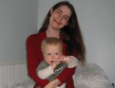 First hug with a friend's baby.