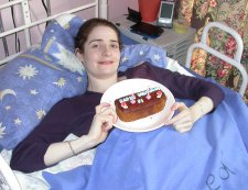 In too much pain to sit, birthday in bed!