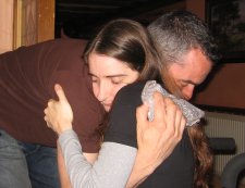 Being comforted by a friend.